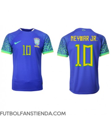Brasil Neymar Jr #10 Segunda Equipación Mundial 2022 Manga Corta